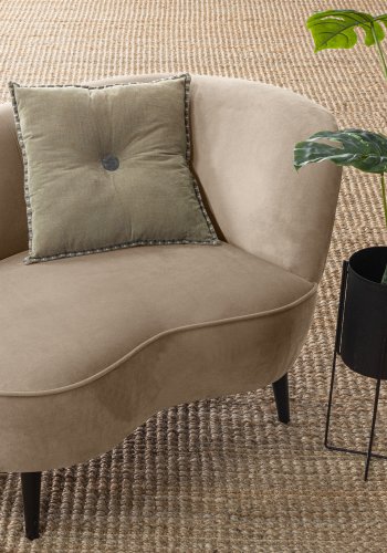 WOOOD Sara lounge lnestol, hjre - khaki polyester fljl og tr