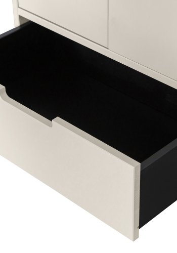 WOOOD Silas garderobeskab, 2 lger, 3 hylder, 1 skuffe - dust (gr/sand) brstet fyrretr og metal