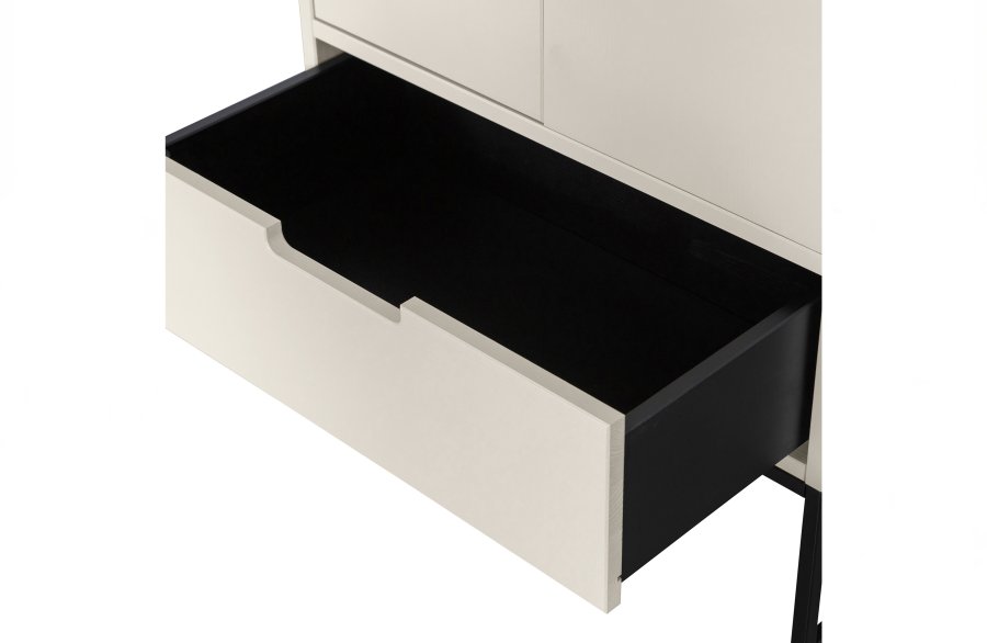 WOOOD Silas garderobeskab, 2 lger, 3 hylder, 1 skuffe - dust (gr/sand) brstet fyrretr og metal