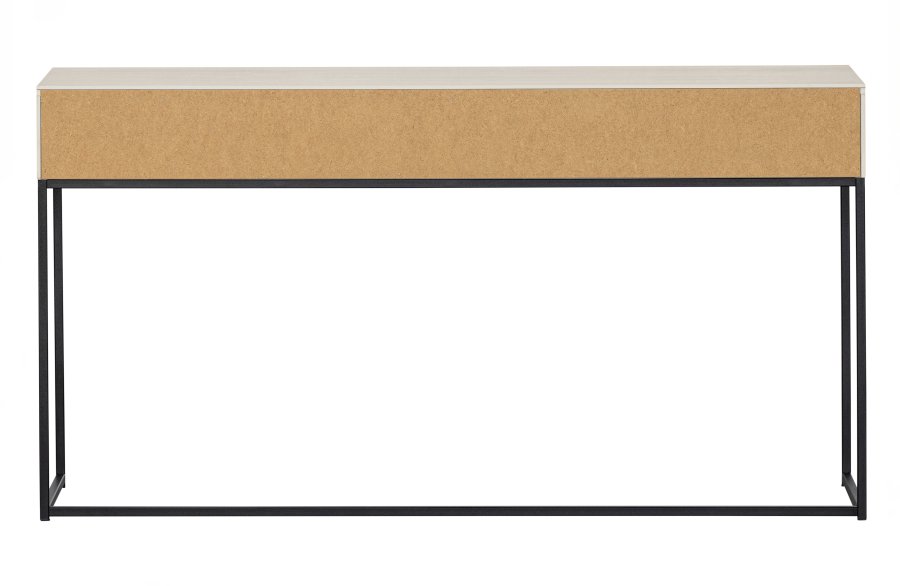 WOOOD Silas sidebord, m. 2 skuffer - dust (gr/sand) brstet fyrretr og sort metal (140x40)