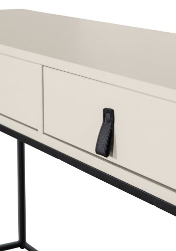 WOOOD Silas sidebord, m. 2 skuffer - dust (gr/sand) brstet fyrretr og sort metal (140x40)