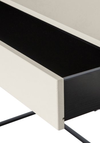 WOOOD Silas sidebord, m. 2 skuffer - dust (gr/sand) brstet fyrretr og sort metal (140x40)