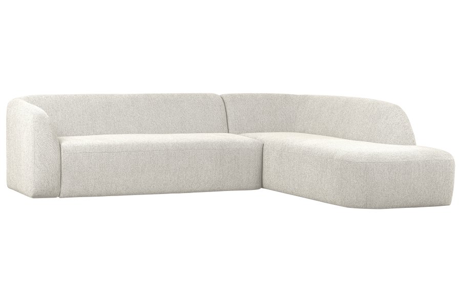 BEPUREHOME Sloping hjrnesofa, hjre - perle creme melange chenille polyester