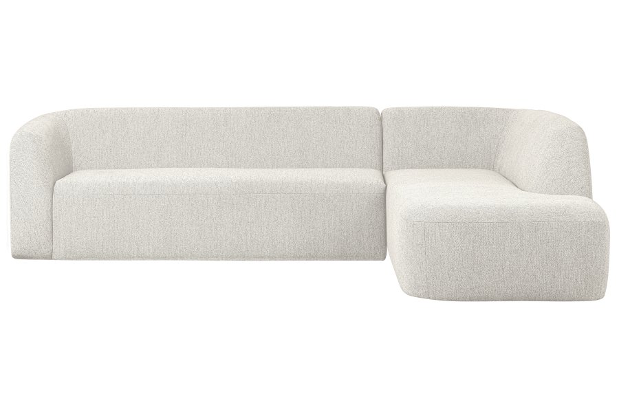 BEPUREHOME Sloping hjrnesofa, hjre - perle creme melange chenille polyester