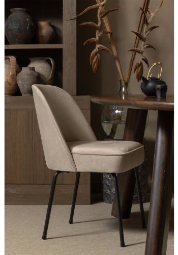 BEPUREHOME Vogue spisebordsstol - khaki fljl polyester og sort metal