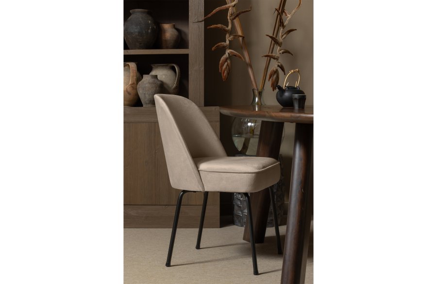 BEPUREHOME Vogue spisebordsstol - khaki fljl polyester og sort metal
