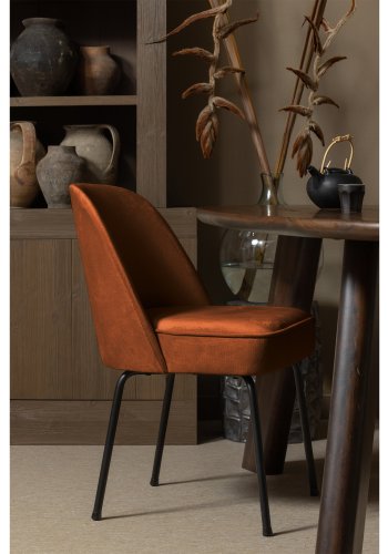 BEPUREHOME Vogue spisebordsstol - rust fljl polyester og sort metal