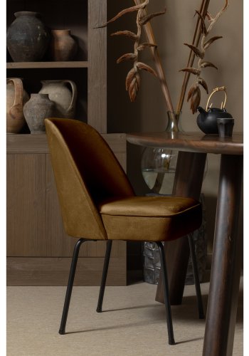 BEPUREHOME Vogue spisebordsstol - honning gul fljl polyester og sort metal