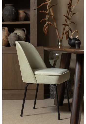 BEPUREHOME Vogue spisebordsstol - pistacie fljl polyester og sort metal