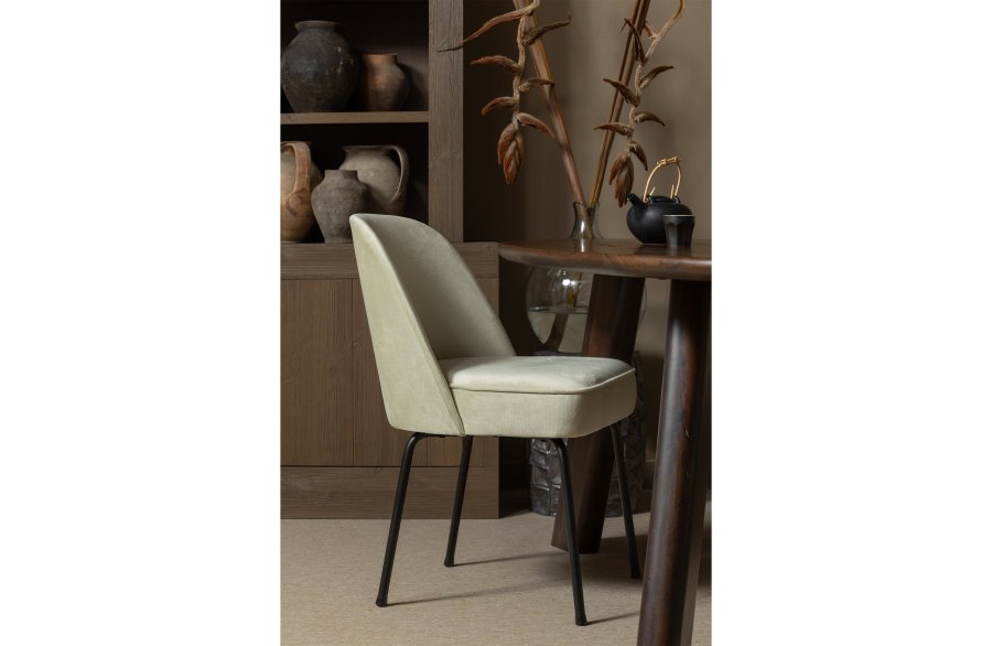 BEPUREHOME Vogue spisebordsstol - pistacie fljl polyester og sort metal