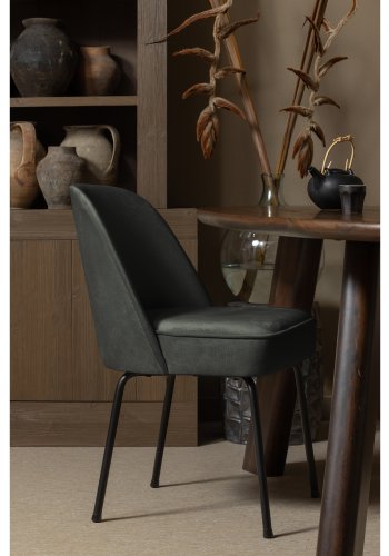 BEPUREHOME Vogue spisebordsstol - mrkegrn fljl polyester og sort metal