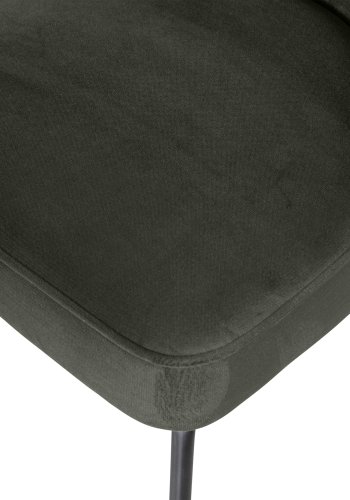 BEPUREHOME Vogue spisebordsstol - mrkegrn fljl polyester og sort metal
