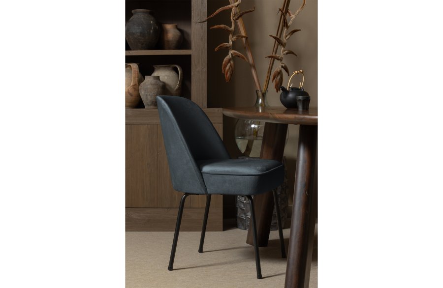 BEPUREHOME Vogue spisebordsstol - krikandfarvet fljl polyester og sort metal