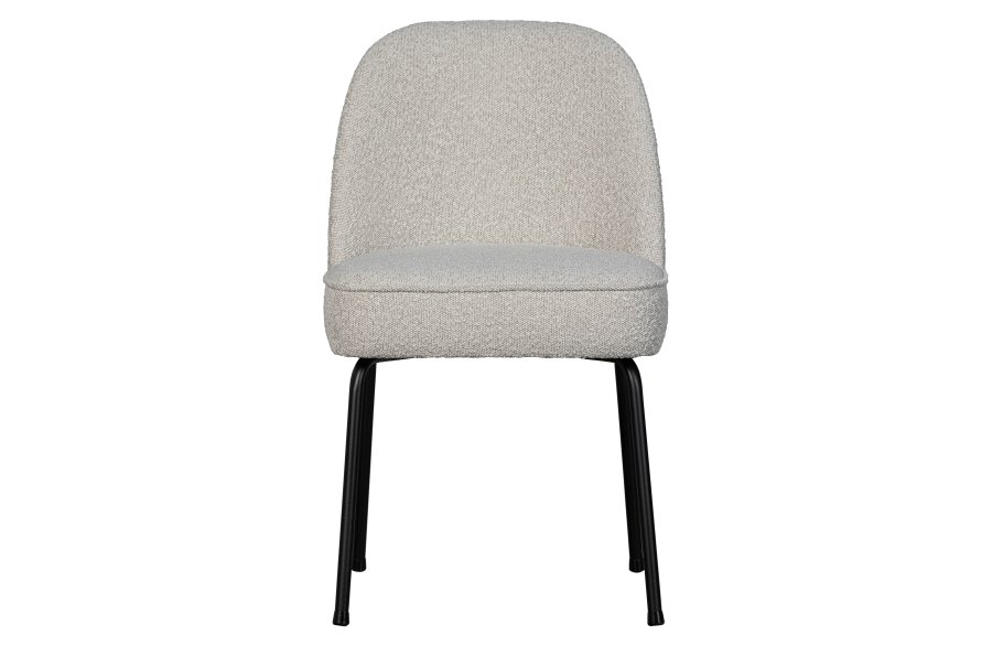 BEPUREHOME Vogue spisebordsstol - natur bouclé polyester stof og sort metal
