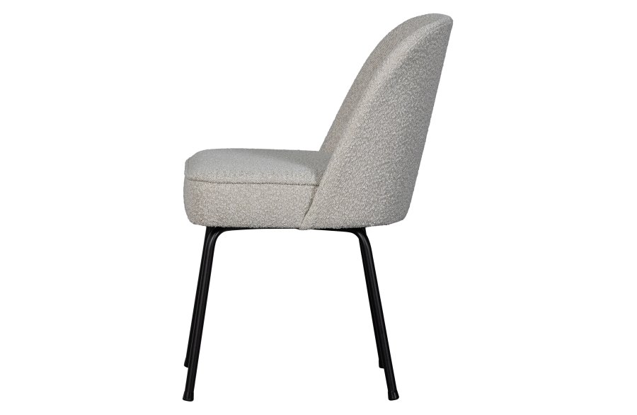 BEPUREHOME Vogue spisebordsstol - natur bouclé polyester stof og sort metal