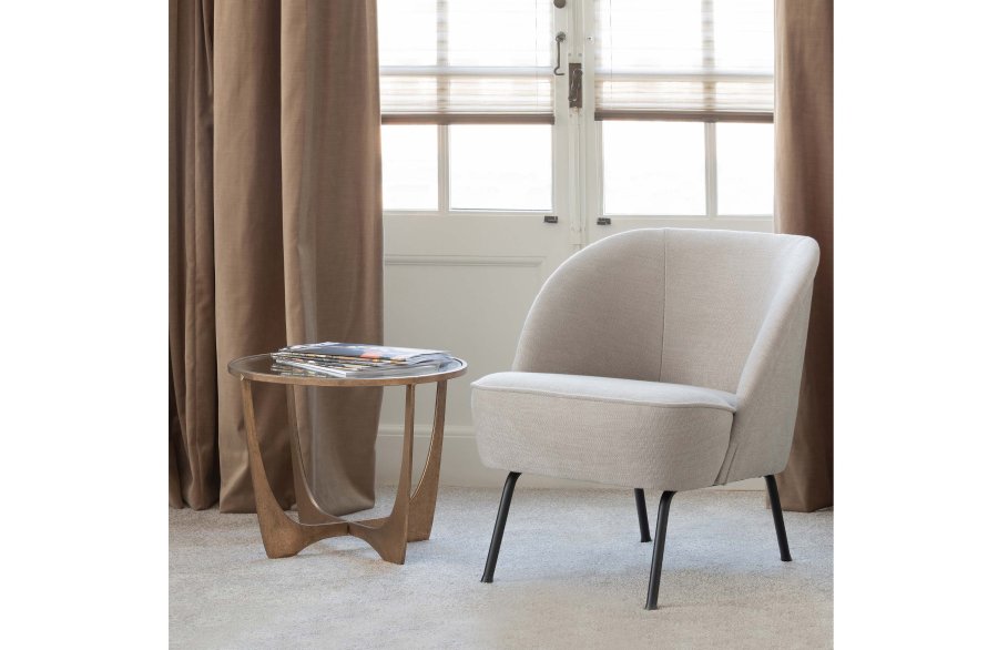 BEPUREHOME Vogue lnestol - natur bouclé polyester stof og sort metal