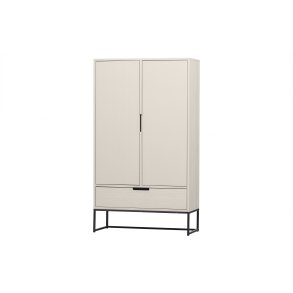 WOOOD Silas garderobeskab, 2 lger, 4 hylder, 1 skuffe - dust (gr/sand) brstet fyrretr og metal