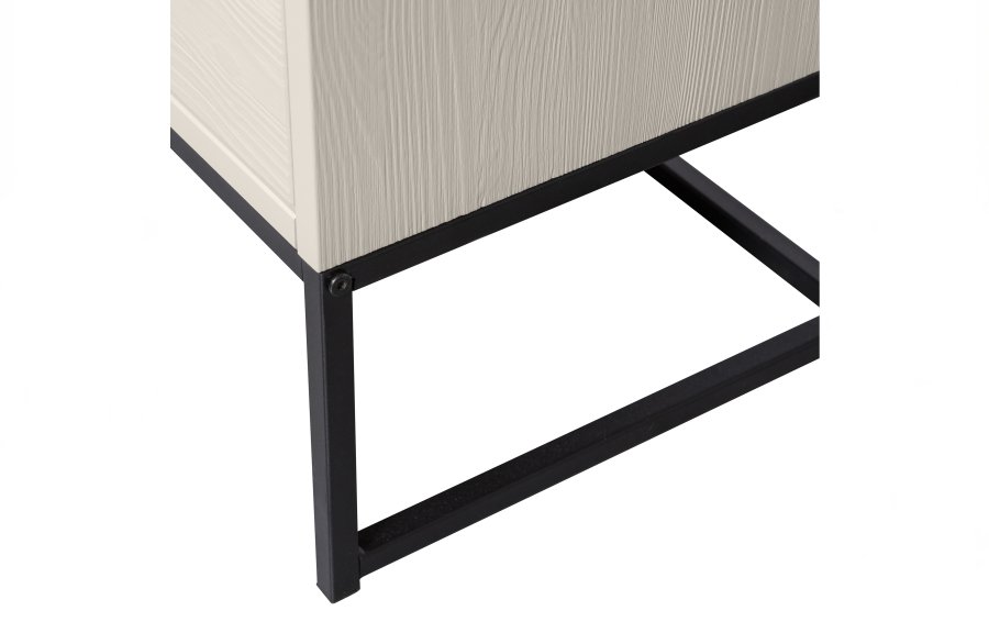 WOOOD Silas garderobeskab, 2 lger, 4 hylder, 1 skuffe - dust (gr/sand) brstet fyrretr og metal