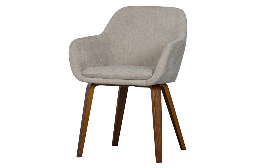 VTWONEN Base spisebordsstol, m. armln - sand melange fljl polyester og valnddefinér
