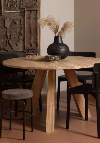 WOOOD Rhonda spisebord, rund - natur mat egetr (129)