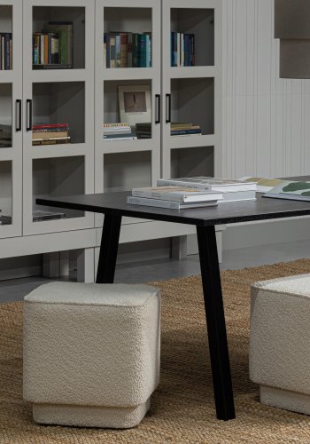 WOOOD Tablo spisebord, rektangulr - Blacknight egetr og firkantet ben sort metal (180x90)