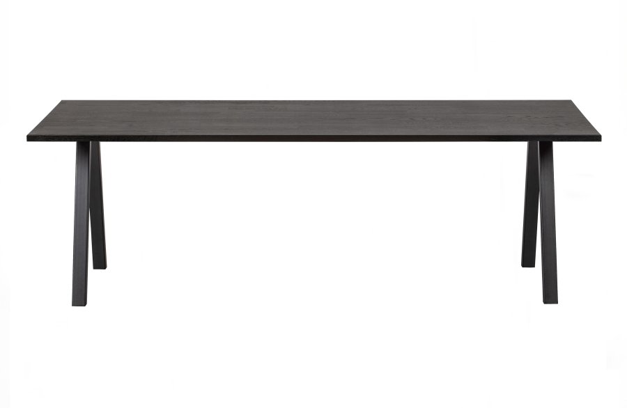 WOOOD Tablo spisebord, rektangulr - Blacknight egetr og firkantet ben sort metal (180x90)