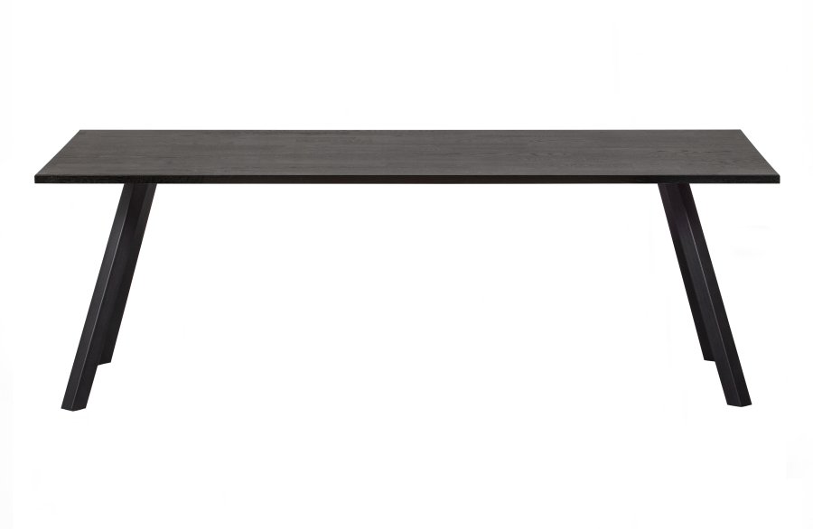 WOOOD Tablo spisebord, rektangulr - Blacknight egetr og firkantet ben sort metal (220x90)