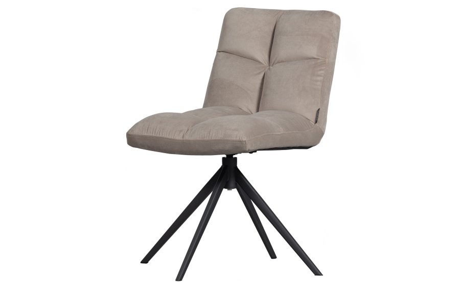 WOOOD EXCLUSIVE Vinny spisebordsstol, drejelig - sand fljl polyester og sort metal