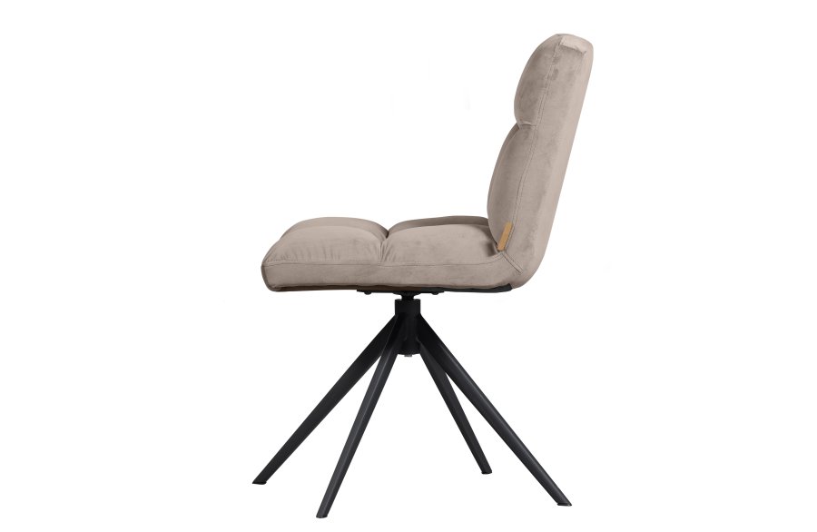 WOOOD EXCLUSIVE Vinny spisebordsstol, drejelig - sand fljl polyester og sort metal