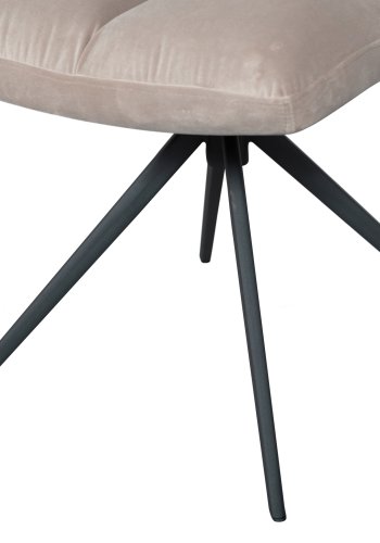 WOOOD EXCLUSIVE Vinny spisebordsstol, drejelig - sand fljl polyester og sort metal