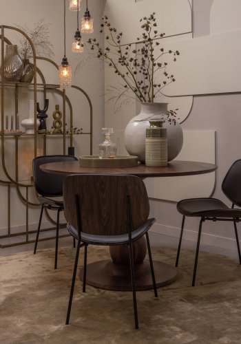 BEPUREHOME Close spisebordsstol - brun tr og sort kunstlder/metal