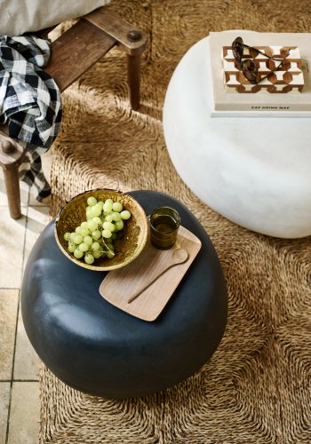 VTWONEN Pebble sofabord til inde og ude, rund - antracitgr fiberler (50)