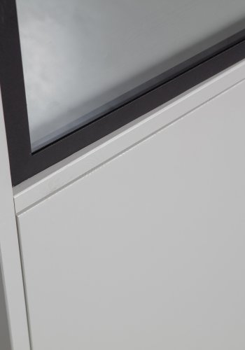 VTWONEN Basic vitrineskab, m. 2 push to open lger, 5 hylder - glas, sort metal og tgegr fyrretr