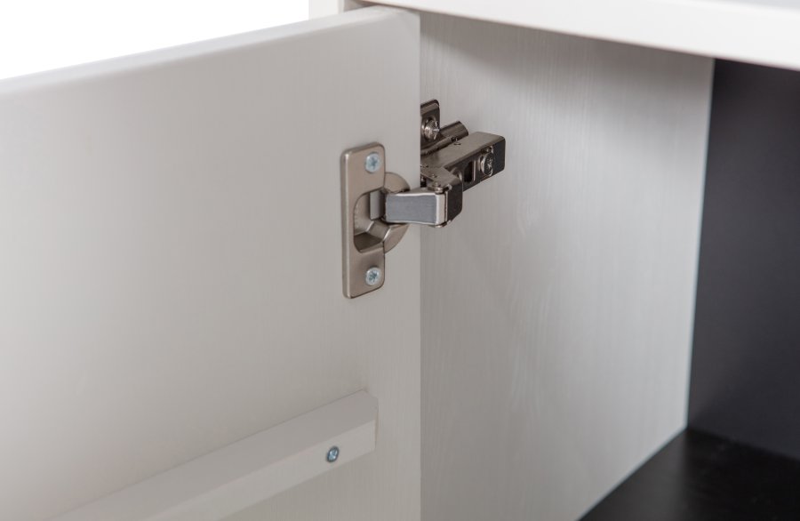 VTWONEN Basic vitrineskab, m. 2 push to open lger, 5 hylder - glas, sort metal og tgegr fyrretr