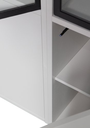 VTWONEN Basic vitrineskab, m. 4 push to open lger, 5 hylder - glas, sort metal og tgegr fyrretr