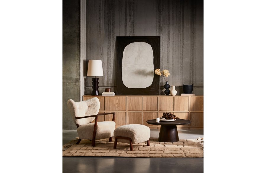 VTWONEN Coffee A Gogo sidebord, rund - brun valnddefinér (90)