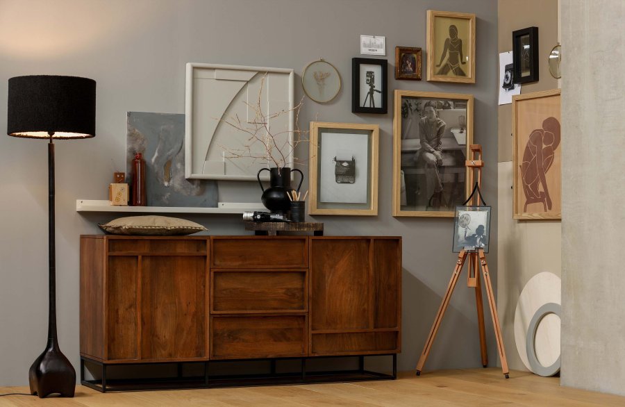 WOOOD EXCLUSIVE Foss gulvlampe fod, uden skrm - antik sort/brun aluminium (H:129)