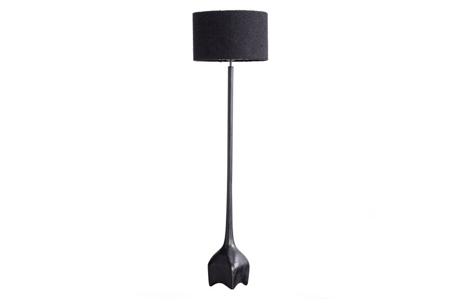 WOOOD EXCLUSIVE Foss gulvlampe fod, uden skrm - antik sort/brun aluminium (H:129)