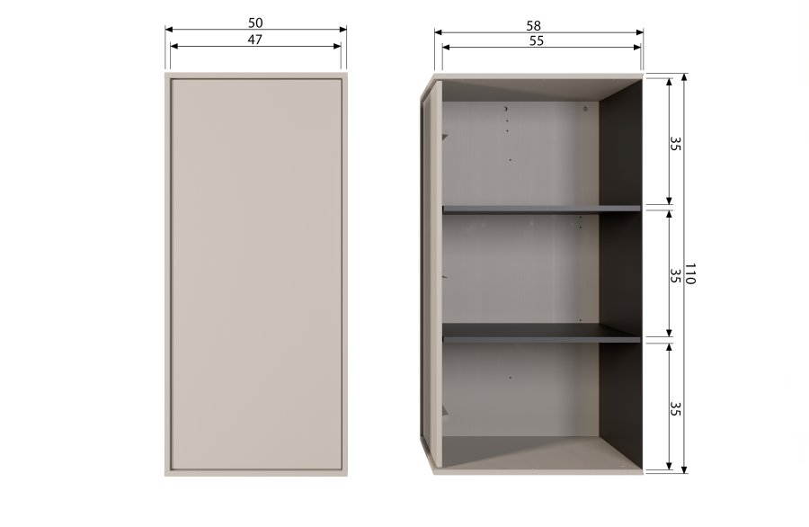 VTWONEN Daily Closet Single skab, m. 1 push to open lge og 1 stang - dakargrau fyrretr (H:110)