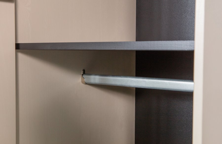 VTWONEN Daily Closet Single skab, 1 lge, 2 skuffer, 2 hylder, 1 stang - dakargrau fyrretr (H:200)