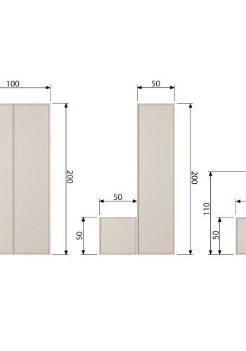 VTWONEN Daily Closet Single skab, 1 lge, 2 skuffer, 2 hylder, 1 stang - dakargrau fyrretr (H:200)