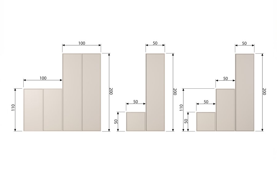 VTWONEN Daily Closet Single skab, 1 lge, 2 skuffer, 2 hylder, 1 stang - dakargrau fyrretr (H:200)
