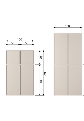 VTWONEN Daily Closet Dobbelt skab, m. 2 push to open lger og 2 hylder - dakargrau fyrretr (H:50)