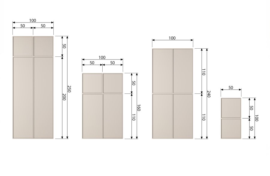 VTWONEN Daily Closet Dobbelt skab, m. 2 push to open lger og 2 hylder - dakargrau fyrretr (H:50)