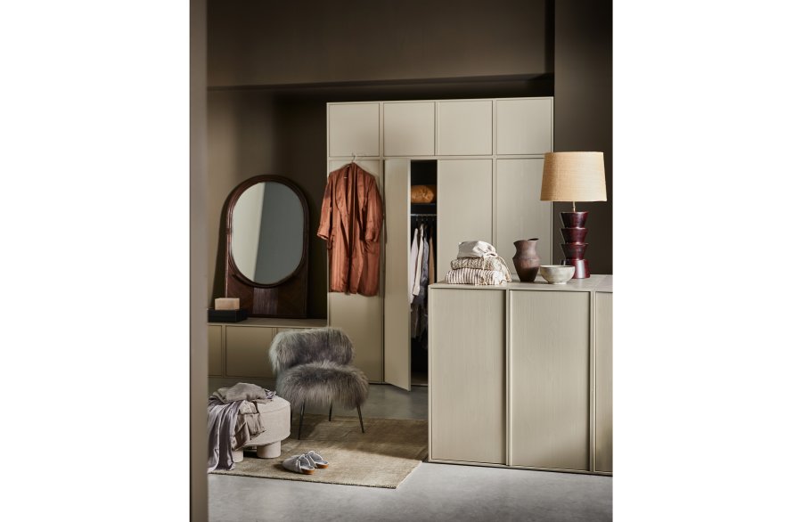 VTWONEN Daily Closet Dobbelt skab, m. 2 lger, 2 skuffer, 2 hylder - dakargrau fyrretr (H:200)