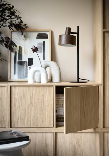 VTWONEN Modulair underskab, m. 2 push to open lger og 2 hylder - natur mat egetrsfinér (77x40)