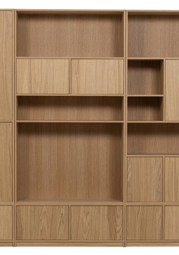 VTWONEN Modulair overskab, m. 2 push to open lger og hylder - natur mat egetrsfinér (110x40)