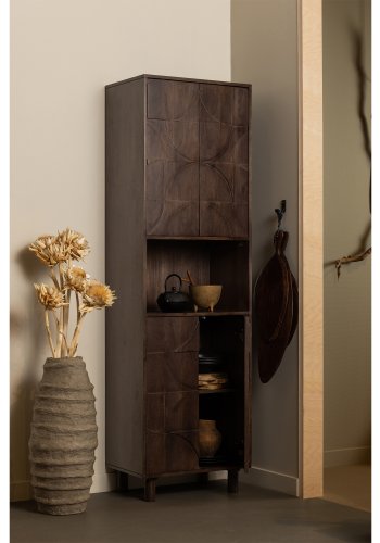 BEPUREHOME Draw skab, m. 4 push to open lger, 2 hylder og 1 rum - valnddefarvet mangotr