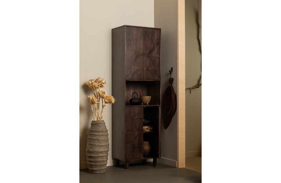 BEPUREHOME Draw skab, m. 4 push to open lger, 2 hylder og 1 rum - valnddefarvet mangotr