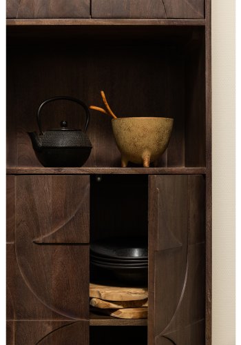 BEPUREHOME Draw skab, m. 4 push to open lger, 2 hylder og 1 rum - valnddefarvet mangotr